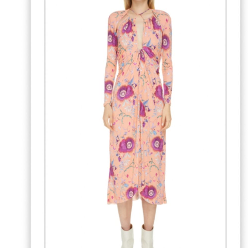 Isabel Marant Jadessi Floral Print Long Sleeve Cutout Midi Dress - sz F36 / 4US